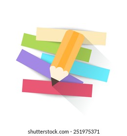 Pencil and strips of paper for message. Vector illustration. 