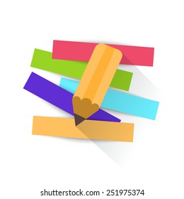 Pencil and strips of paper for message. Vector illustration. 