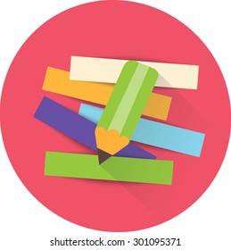 Pencil and strips of paper for message. Vector illustration.