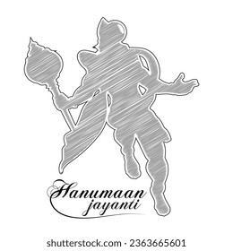 Pencil stroke art, Vector drawing of Lord Hanuman, Scribble art of Hindu God Hanuman
