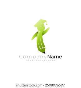 pencil and student logo, education icon, 3d colorful