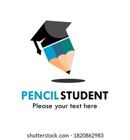 pencil student symbol logo template illustration. there are pencil with hat student