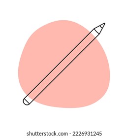 Pencil in the style of line art with colored spots. vector illustration
