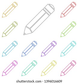 pencil, style multi color icon. Simple thin line, outline vector of web icons for UI and UX, website or mobile application