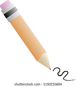 Pencil of a stylus on a white green background written by black brought up in a realistic style