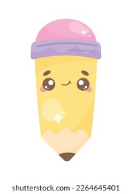 pencil supply kawaii comic character