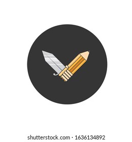 pencil and sword logo concept