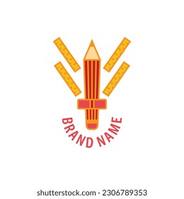 Logo de la espada del lápiz. Único, moderno y sencillo.