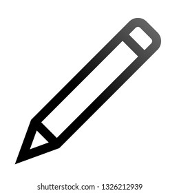 Pencil symbol icon - black gradient outline, isolated - vector illustration
