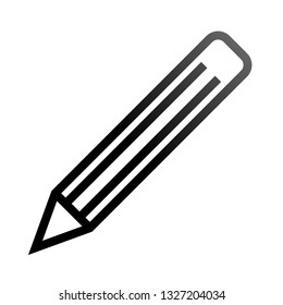 Pencil symbol icon - black gradient outline, isolated - vector illustration