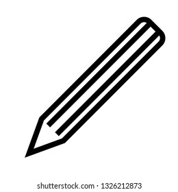 Pencil symbol icon - black simple outline, isolated - vector illustration
