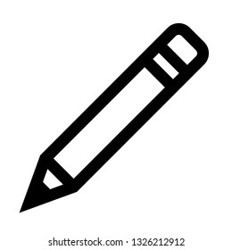 Pencil symbol icon - black simple outline, isolated - vector illustration