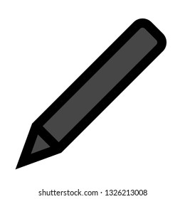 Pencil symbol icon - black simple with outline, isolated - vector illustration