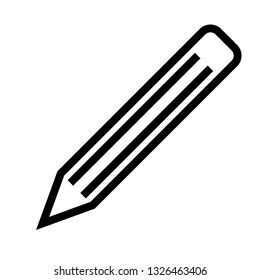 Pencil symbol icon - black simple outline, isolated - vector illustration