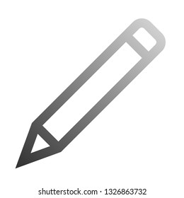 Pencil symbol icon - gray gradient outline, isolated - vector illustration