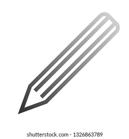 Pencil symbol icon - gray gradient outline, isolated - vector illustration