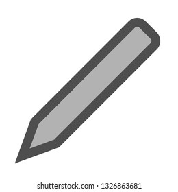 Pencil symbol icon - gray simple with outline, isolated - vector illustration