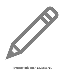 Pencil symbol icon - gray simple outline, isolated - vector illustration