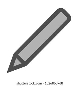 Pencil symbol icon - gray simple with outline, isolated - vector illustration