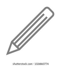 Pencil symbol icon - gray simple outline, isolated - vector illustration