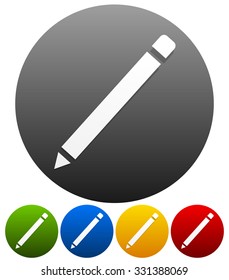 Pencil symbol on background in four color.