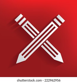 Pencil symbol on red background,clean vector