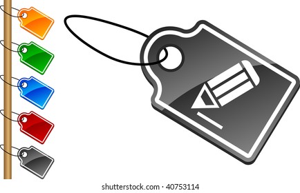  Pencil tag set. Vector illustration.