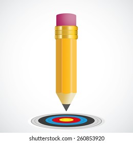 Pencil with target on the gray background.Eps 10 vector file.