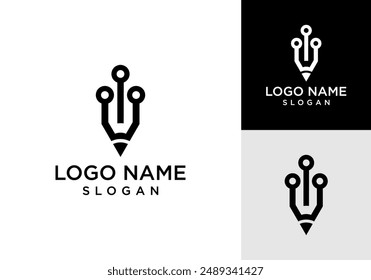 pencil technology logo design vector, education digital logo vector