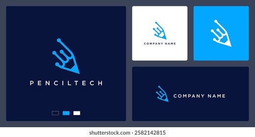 Pencil technology logo vector template 