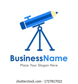 Pencil telescope vector template logo. Suitable for business, education science, web, art and education