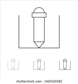 Pencil, Text Education Bold and thin black line icon set. Vector Icon Template background