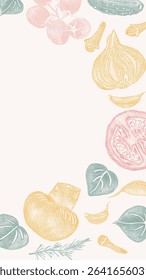 Pencil texture hand drawn vegetable design vector