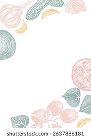 Pencil texture vegetables frame design