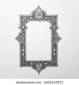 Pencil textured Islamic blank frame design. Can be used for flyers, greeting cards, or Islamic topics. Even for Islamic window designs and ornaments