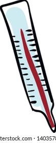 Lápiz Termómetro marcado con graduaciones que contienen mercurio para medir la temperatura del cuerpo, vector, dibujo de color o ilustración.