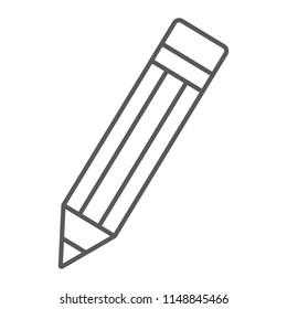Pencil thin line icon, tools and design, pen sign, vector graphics, a linear pattern on a white background, eps 10.