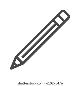 Pencil Thin Line Vector Icon. Flat icon isolated on the white background. Editable EPS file. Vector illustration.