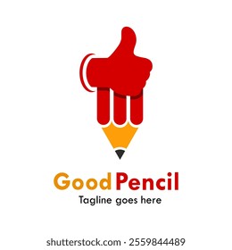 Pencil and thumb design logo template illustration