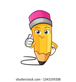 pencil thumbs up mascot vector cartoon illustration