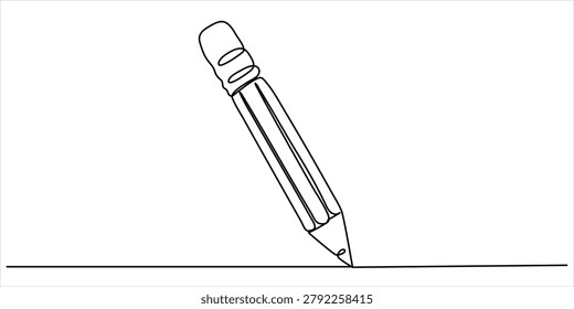 Pencil tip touching line continuous line art vector illustration minimalist creativity and writing concept