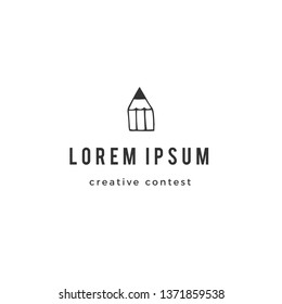 A pencil tip, vector premade logo template. Creative Contest theme. For business identity and branding, for blogs and websites, for writers, designers and artists.