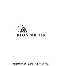 A pencil tip with a wi-fi sign, vector hand drawn logo template. Writing, copywrite and publishing theme. For business identity and branding, for writers, copywriters and publishers, bloggers.