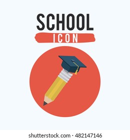 Pencil tool and graduation cap icon. Draw write school and instrument theme. Colorful design. Vector illustration