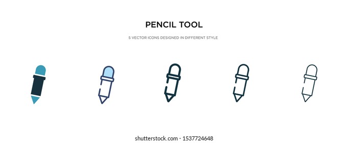 pencil tool icon in different style vector illustration. two colored and black pencil tool vector icons designed in filled, outline, line and stroke style can be used for web, mobile, ui