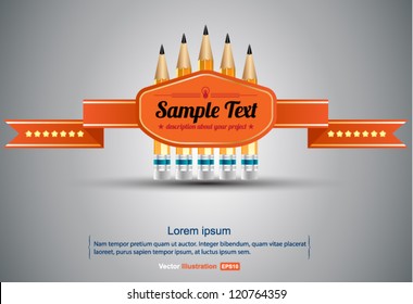 Pencil top bar vector / education template