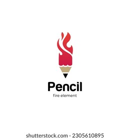 pencil torch fire light logo icon design element symbol, pencil Flame logo illustration