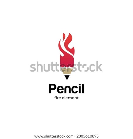 pencil torch fire light logo icon design element symbol, pencil Flame logo illustration