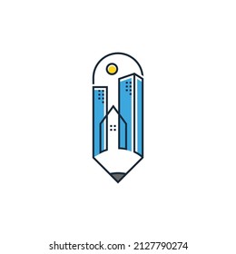 PENCIL TOWN EDUCATION EDITABLE VECTOR ICON