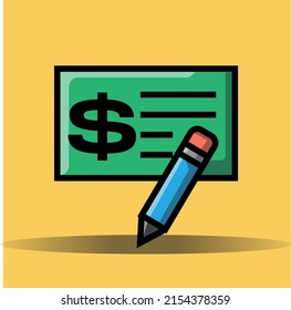 pencil, transaction, payment, banknote, green, for the transaction, loan of money, office, bank,
e commerce and online payment app, vector icon illustrator